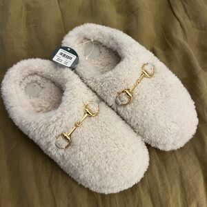 White Fur Slippers NWT